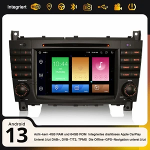 Acht-Kern Android 14 Autoradio CarPlay Navi 4G Mercedes CLC/G/C Klasse W203 W463 - Bild 1 von 21