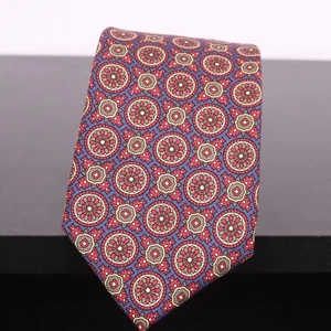 Vintage J.PRESS Burlington Knot Dark Blue Multi Medallion Men's Silk Necktie Tie - Picture 1 of 7