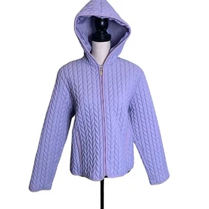 Vintage Colebrook Jacket Womens M Lilac Puffer Hooded Full Zip Pockets Light - Picture 1 of 13
