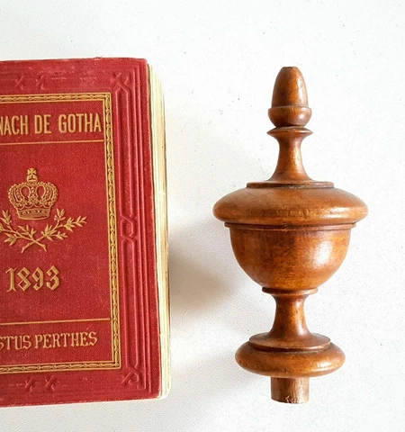 Carved wood post finial topper 5 in . Antique French architectural salvage Cover