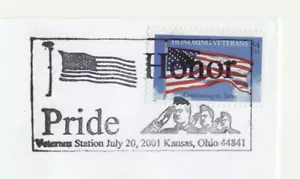 Honoring Veterans 2001 Kansas Ohio Commemorative Postmark Cover - Picture 1 of 2