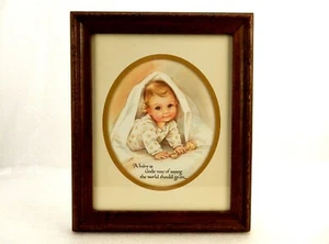 Framed Coby Print, "A Baby Is God's Way Of Saying The World Must Go On", Vintage - Picture 1 of 9
