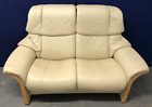 EKORNES Stressless Reno 2 Seater Sofa, Beige Leather, Recliner Seats, 155cm Wide