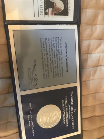 George Washington 250th Anniversary One Troy Ounce Silver Proof 1982 Booklet Cover