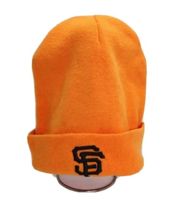 Blaze Orange Knit Hat with Cuff and SF Embroidered on Front Acrylic NEW - Picture 1 of 3