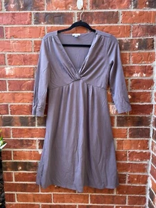 Vestido Garnet Hill para mujer pequeño gris cuello en V cintura imperio manga 3/4 - Imagen 1 de 8