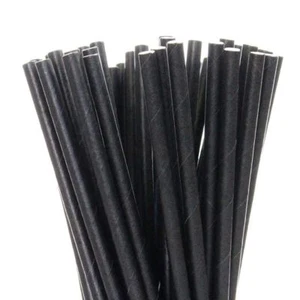 BLACK 20CM PREMIUM BIODEGRADABLE  PAPER STRAWS PACK OF 250 - Picture 1 of 3