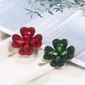 New Arrival Luxury High Quality Poppy Green or Red Crystal Rhinestones Leaf - Picture 1 of 8