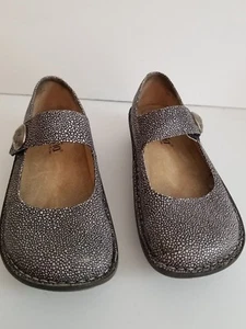 CUTE ALEGRIA MARYJANE SHOES BLACK AND SILVERSIZE 36.  SIZE 6 TO 6.5.  HOOK AND L - Picture 1 of 6
