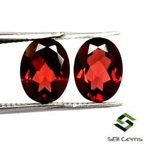 Certified Natural Garnet Oval Cut Pair 8x6 mm 3.01 Cts Faceted Loose Gemstones - Picture 1 of 7
