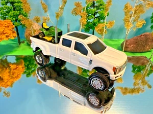 1/64 Custom Ford F350 Crew Cab, Lift Kit Farm Toy Dual Pipes John Deere Tractor - Picture 1 of 9