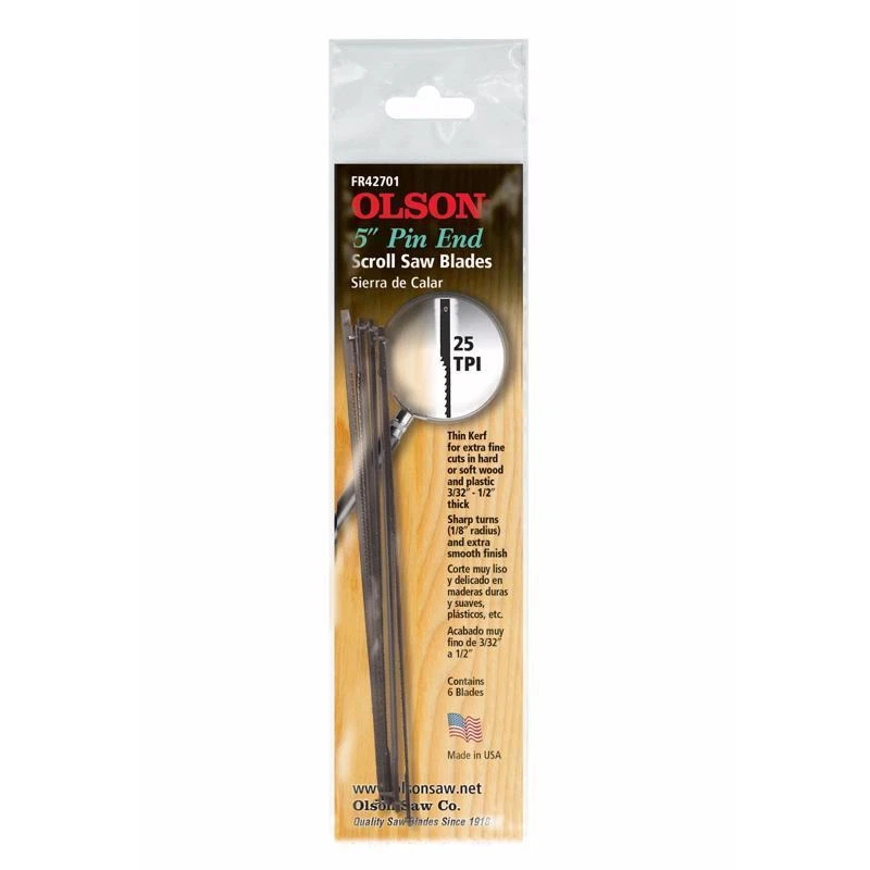 Olson 5 in. Carbon Steel Scroll Saw Blade 25 TPI - Image 1 of 1
