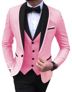 Mens 3Pcs Suits Tuxedo Jacket Bohemian Wedding Vintage Blazer+Vest+Pants Custom
