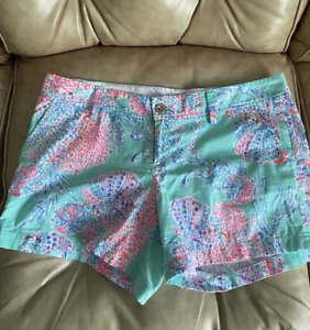 Lilly Pulitzer 14 Women's Shorts The Callahan Seafoam Mint Green/Coral Pink