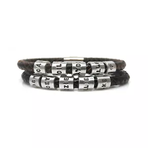 Personalised Mens Leather Bracelet Gift for your Dad, Brother, Son or Grandad - Picture 1 of 7