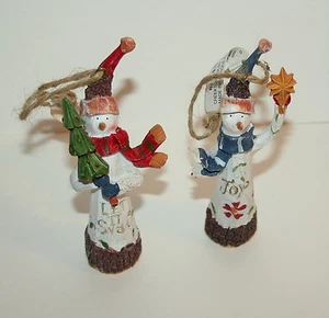 2 Vtg Ganz Snowmen Joy & Let it Snow Christmas Holiday Ornament New Tags NOS - Picture 1 of 1