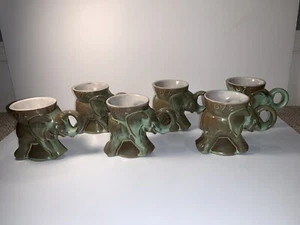 1972 GOP Republican Elephant Mugs in Prairie Green "lot of 6" Sold all together - Picture 1 of 2