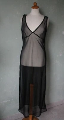 Kookai Negligee Kleid transparent Nachthemd schwarz lang schwarz sexy 38 M (2) - Bild 1 von 3