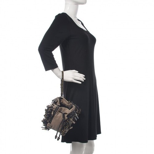 Pochetta Borsa da polso Prada Craquele in pelle con borchie oro