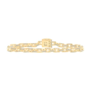 10kt Yellow Gold Mens Round Diamond Cable Chain Link Bracelet 3-3/4 Cttw - Picture 1 of 1