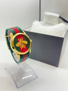 [Mint w/Box] Gucci 126.4 Bee Web Stripe 38mm Stainless Steel Quartz Men's Watch - Picture 1 of 22