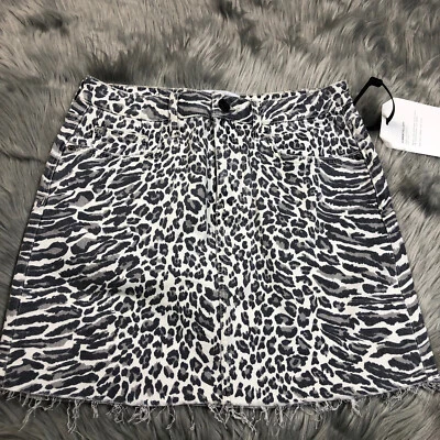 Current Elliott 5 Pocket Mini Skirt Frayed Animal Leopard Print Size 27 - Image 1 of 4