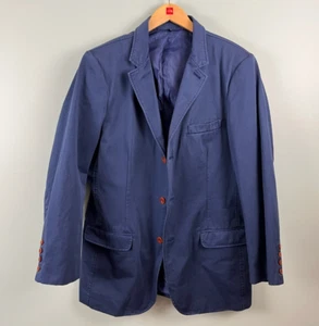 J Peterman Mens Sport Coat Sz 42 Solid Navy Blue Cotton Blazer Jacket 3 Button - Picture 1 of 8