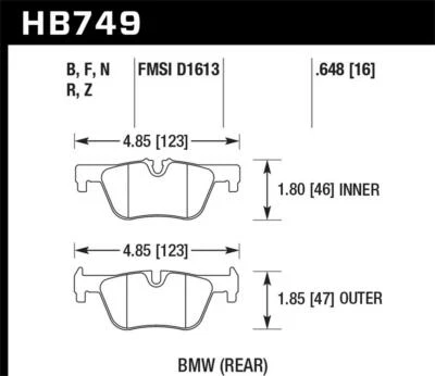 Hawk Rear Disc Brake Pad Set Fits 2013-2016 BMW 320i  HPS 5.0 Disc Brake Pad - Image 1 of 4