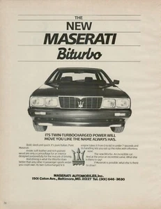 1984 Maserati Biturbo Bold Sleek Quick Power Twin Turbocharged VINTAGE PRINT AD - Picture 1 of 2