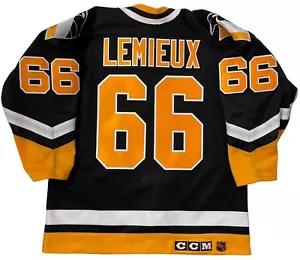 MARIO LEMIEUX 1992 PITTSBURGH PENGUINS AUTHENTIC CCM JERSEY SIZE 48 NEW - Picture 1 of 7