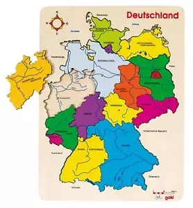 Goki Deutschland-Puzzle Holz Einlegepuzzle Bundesländer Städte Flüsse 57860 - Bild 1 von 1