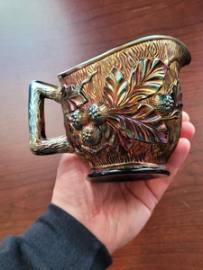 Hübsches lila Northwood Karneval Glas Eichel Grate Muster Milchkännchen - Bild 1 von 15