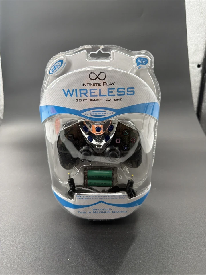 Vintage Intec Wireless PlayStation 2 Controller Rechargeable Blue Package Sealed - Image 1 of 4