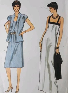 Very Easy Vogue 8034 Semi Fitted A-Line Dress Sz 12 Uncut Sew Pattern Vtg 80s - Picture 1 of 7