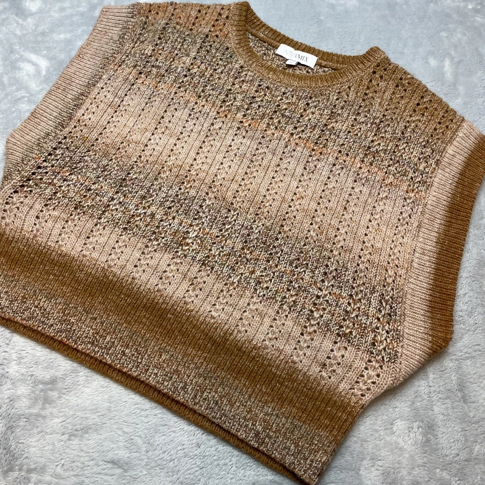 Chaleco Suéter Mezcla Lana Intermix Mujer M Tonos Marrón Pointelle Sin Mangas Foto 1 de 4