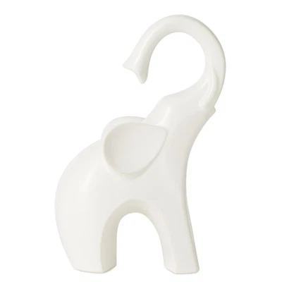 Matte White Elephant Figurine - 8.5-Inch Tall Ceramic Modern Elephants Decor ... - Image 1 of 4