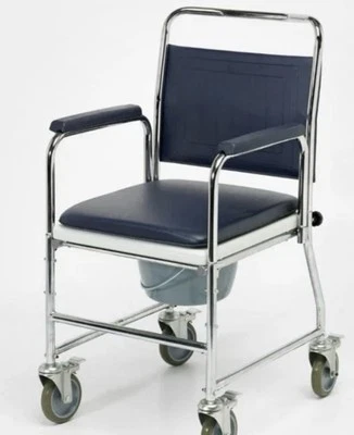 Homecraft Chrome Plated Commode Lock In Wheels Round Bowl Without Footrest - Image 1 of 4