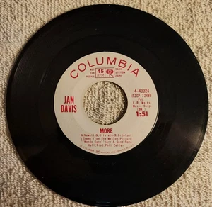 SURF GUITAR INSTRUMENTAL wlp 45: JAN DAVIS More (Mondo Cane)/Mystique RENE HALL - Picture 1 of 2