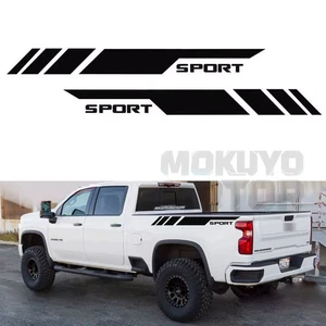 Black Sport Side Bed Rear Trunk Decal Sticker Stripe For Chevy Silverado - Picture 1 of 2