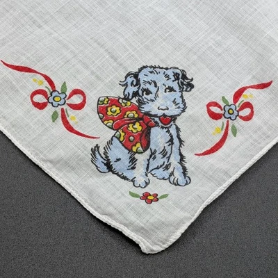 Lenço de cachorro Terrier azul desenho animado vintage anos 40 estampa novidade lenço - Imagem 1 de 4