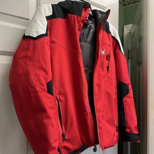 MINT Spyder Leader Insulated Jacket BLACK/WHITE/RED Hooded boys youth 14 - Picture 1 of 6