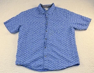Carbon 2 Cobalt Men's 100% Linen Fish Print Button Up Shirt Size Large - Picture 1 of 7