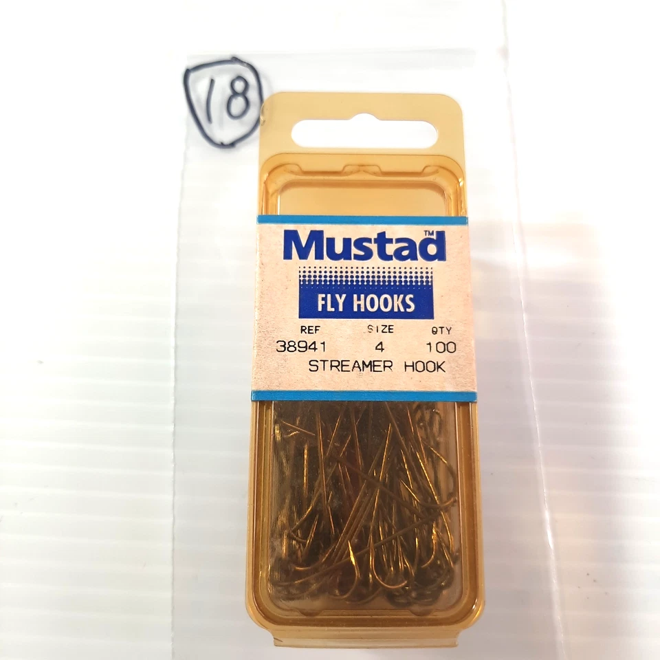 Mustad 38941 #4 Trucha Cabeza de Acero Streamer Mosca Atar Ganchos Caja 100 #18 Foto 1 de 2