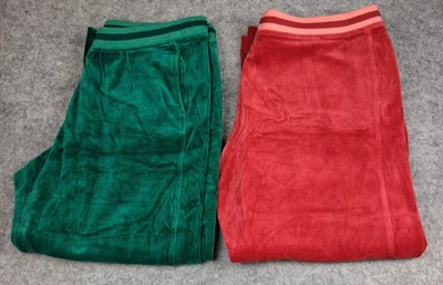 Terciopelo 2 Pares de Pantalones de Correr Salón Mujer XL Pequeño Rojo Verde Navidad Y2K Foto 1 de 4