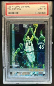 1997-98 Topps Chrome Tim Duncan Rookie RC #115 Spurs PSA 9 - Picture 1 of 2