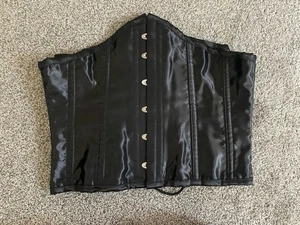 Burleska Women Corset Solid Black Size 30 UK Lace-up  Victorian Gothic Steampunk - Picture 1 of 8