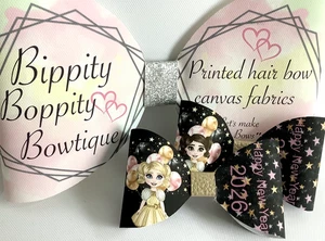 NEW YEAR 2026 GIRLS 4" PRINTED CANVAS FABRIC BOW LOOPS TO MAKE OWN HAIR BOWS - Picture 1 of 4