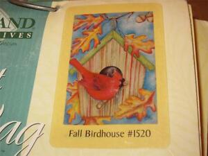 TOLAND Flag/New/AUTUMN/Birdhouse/RED CARDINAL/Swirling Leaves/Large 28 x 40/Look
