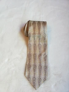 Philippe Ertu Japan Tan Gold Swirl Pattern 100% Silk Tie - Picture 1 of 5