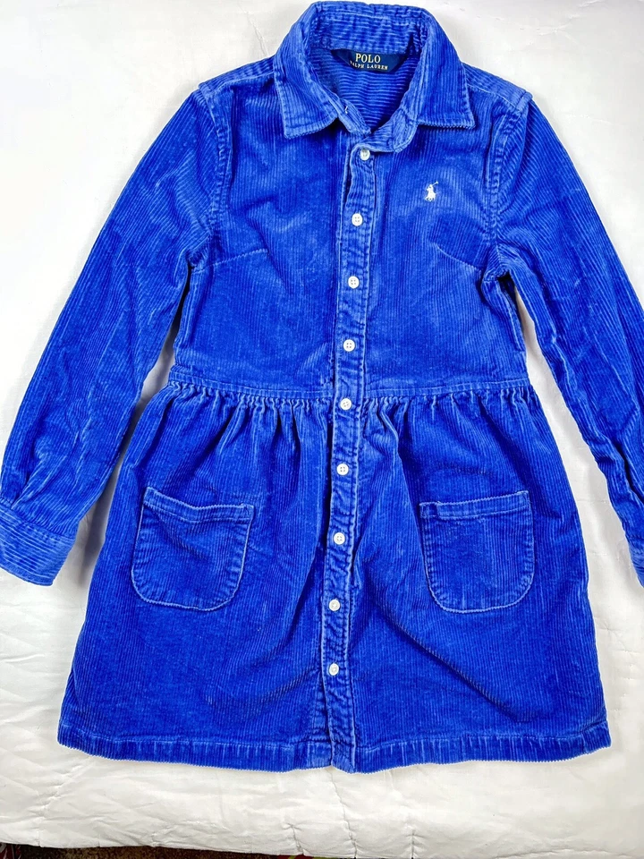 Polo Ralph Lauren Niñas Periwinkle Azul Ancho Pana Camisa Vestido Talla 6/6X Foto 1 de 4